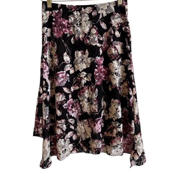 VTG 90s Y2K Floral Lace Midi Skirt Sz XS Black Whimsigoth Dark Fairy Asymmetric - Picture 1 of 12